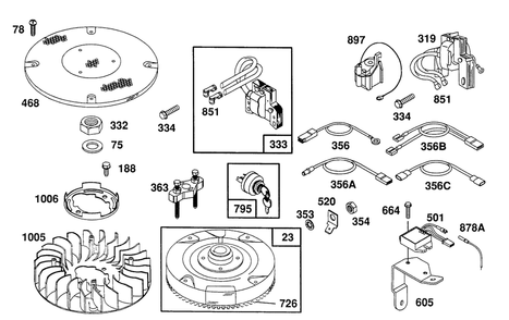 Flywheel,fan,misc Electrical Diagram and Parts List for 402777-1273-XX  Briggs and Stratton Engine